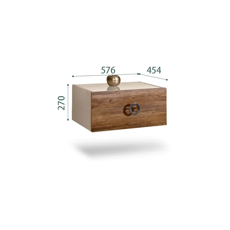 Тумба прикроватная Bogemia Fly Wood Fi (Ваниль) (Lakobel/Хром) БМТП-1
