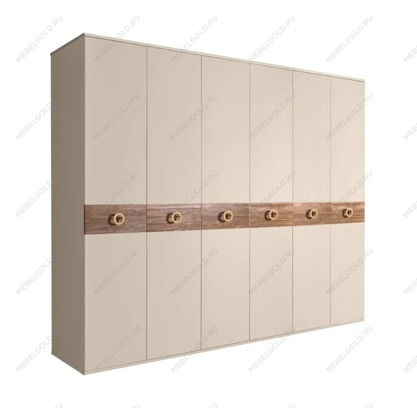 Шкаф 6-ти дв. Bogemia Wood Fi (Ваниль/Золото) БМШ2/6(Wo)