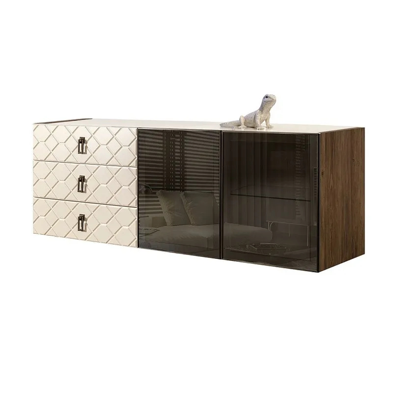 Комод 1.6м Bogemia Woodline Fly Fa (Слоновая кость) (Lakobel/Черный) БМКМ-4[5]