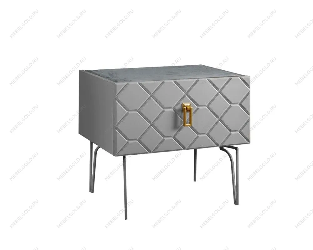 Тумба прикроватная Bogemia Farfalle (Серый) (Novabuk/Золото) БМТП-1(Fa)
