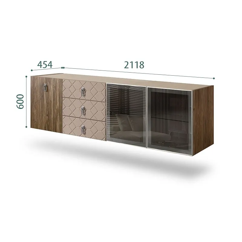 Комод 2.1м Bogemia Woodline Fly Fa (Мокка) (Novabuk/Хром) БМКМ-5[5][10]