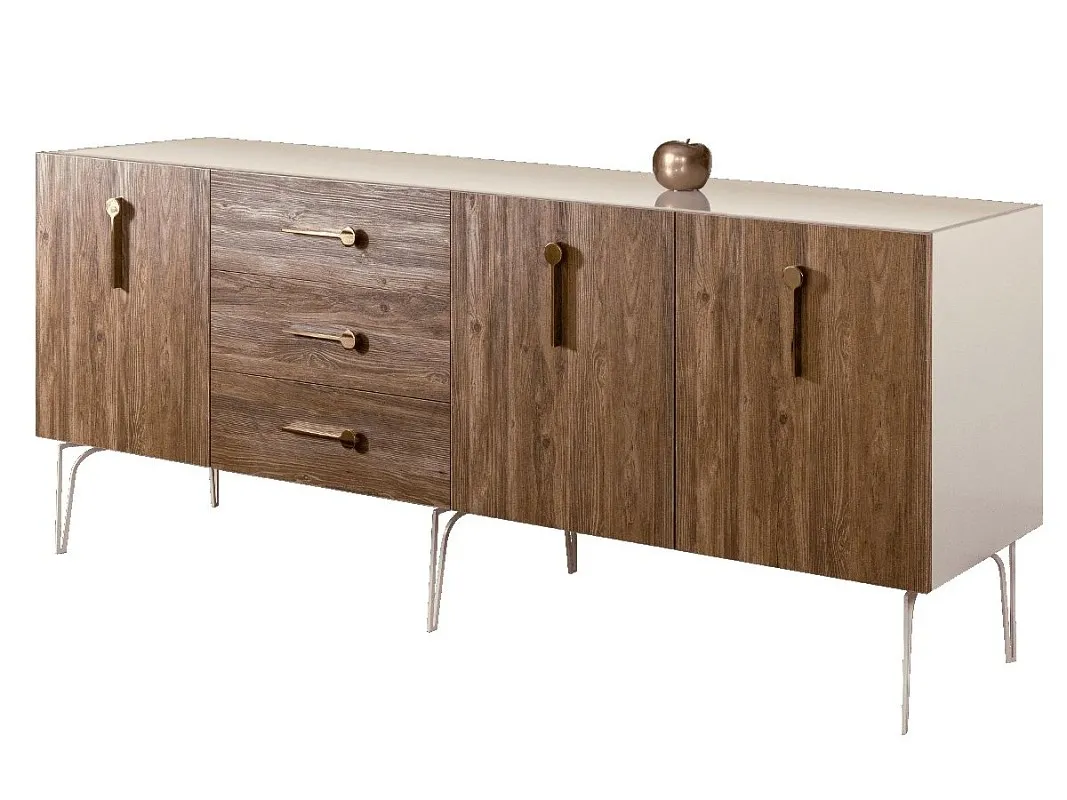 Комод 2.1м Bogemia Wood Wo (Слоновая кость) (Lakobel/Золото) БМКМ-5(Wo)