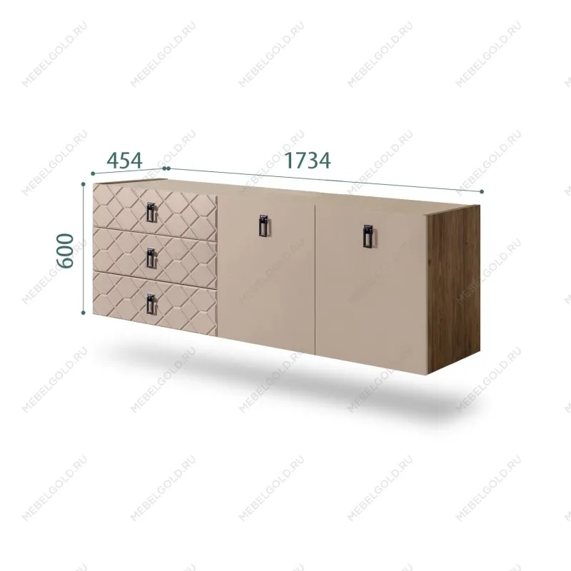 Комод 1.6м Bogemia Woodline Fly Fa (Мокка) (Novabuk/Черный) БМКМ-4