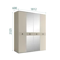 Шкаф 4-х дверный с зеркалом Римини СОЛО (Ваниль/Серебро) РМШ1/4(s)