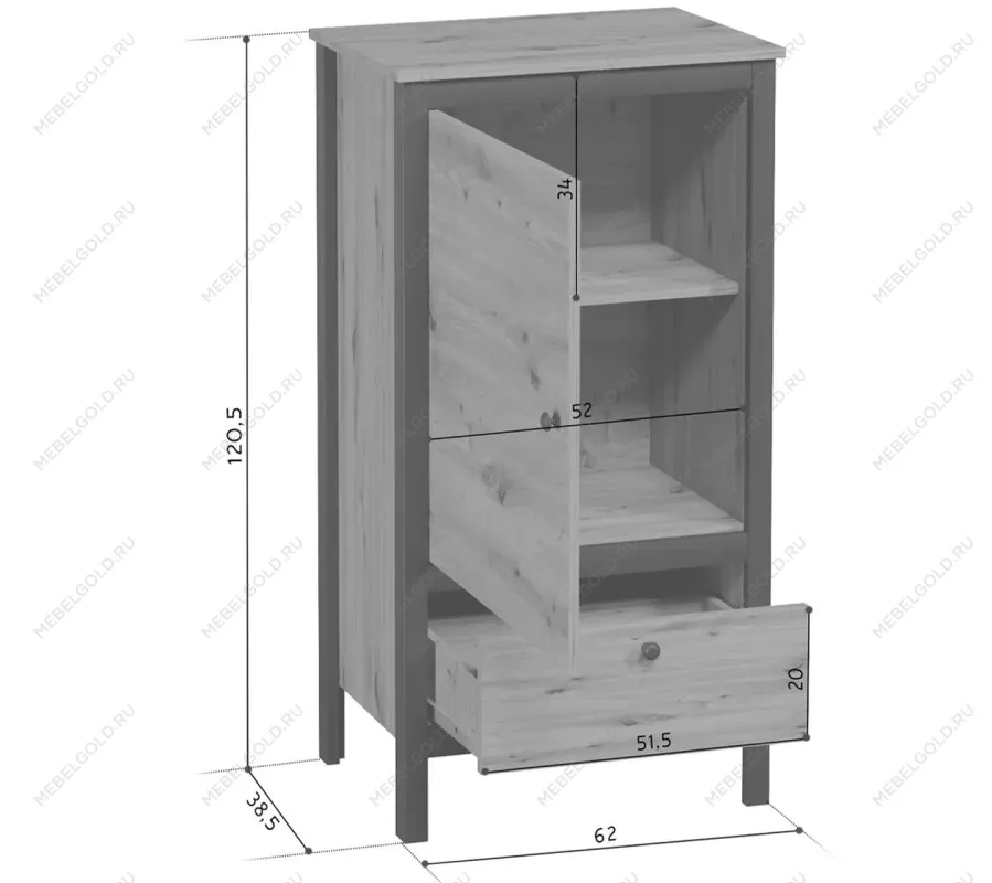 Центральный склад - Тумба Лофт REG1D1S/60 | изображение 5