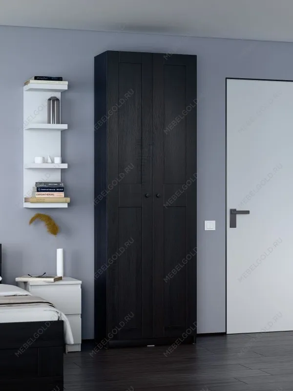 Шкаф Макс, 2 двери, 75х38х233 см, черно-коричневый, дуб венге | изображение 4