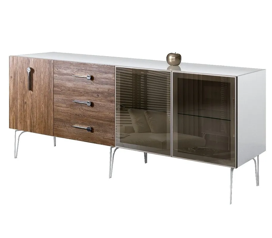 Комод 2.1м Bogemia Wood Wo (Белый) (Lakobel/Хром) БМКМ-5(Wo)[5][10]