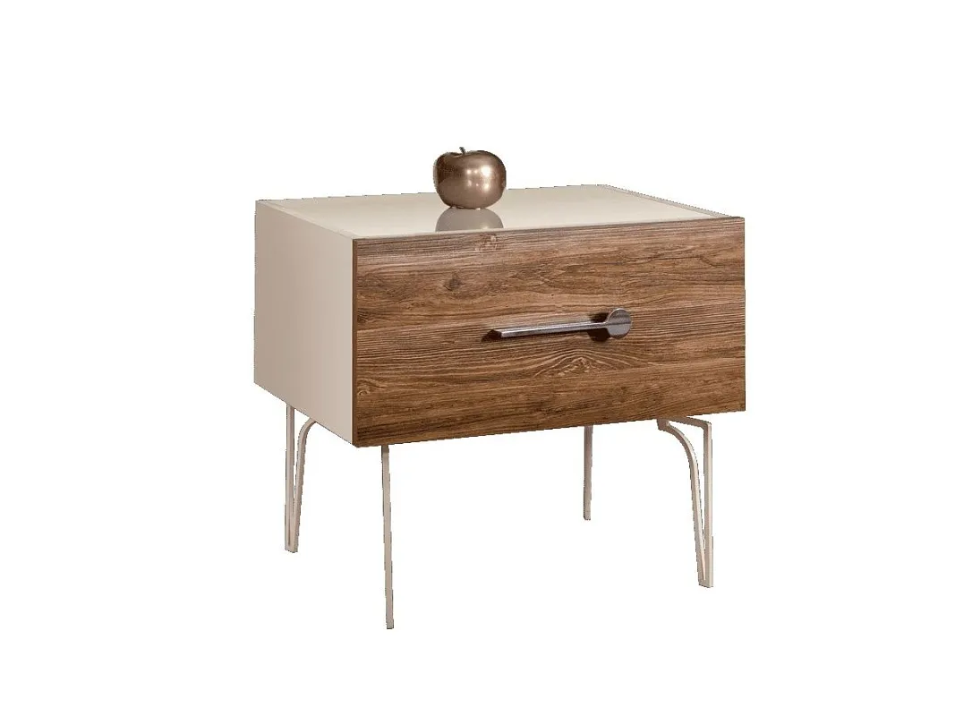 Тумба прикроватная Bogemia Wood Wo (Слоновая кость) (Lakobel/Хром) БМТП-1(Wo)