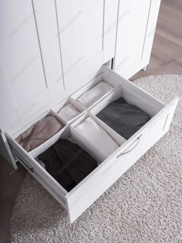 Шкаф Сириус, 3 двери и 1 ящик, 117х59х220 см, белый | изображение 4