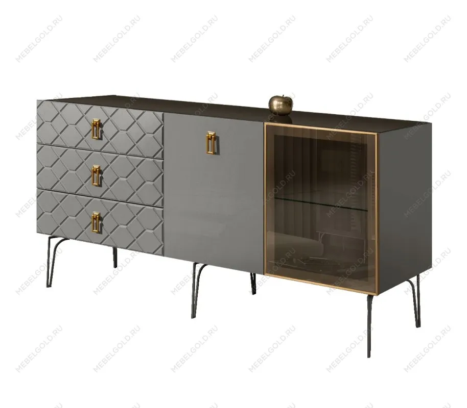 Комод 1.6м Bogemia Farfalle (Серый) (Lakobel/Золото) БМКМ-4(Fa)[5][10]