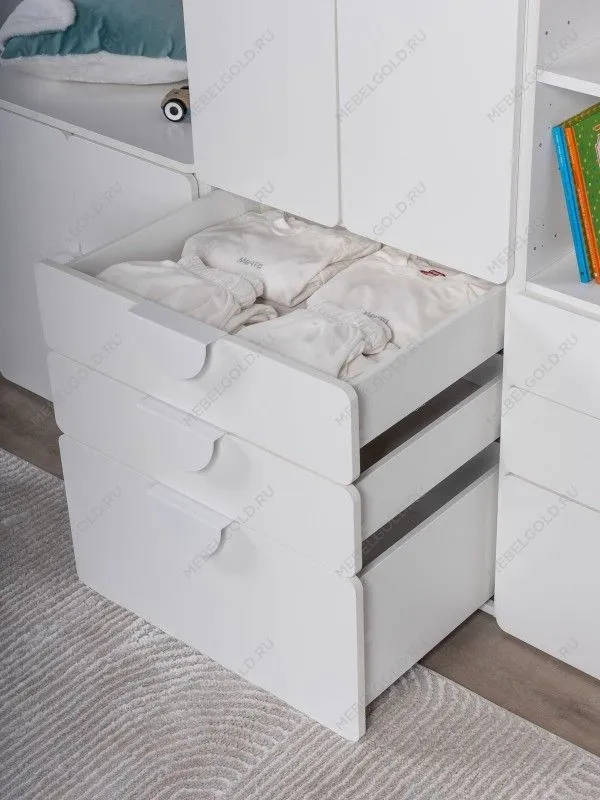 Шкаф распашной Пикси, с двумя дверьми, тремя ящиками и полкой 60x57x180, белый (робкий подснежник) | изображение 5