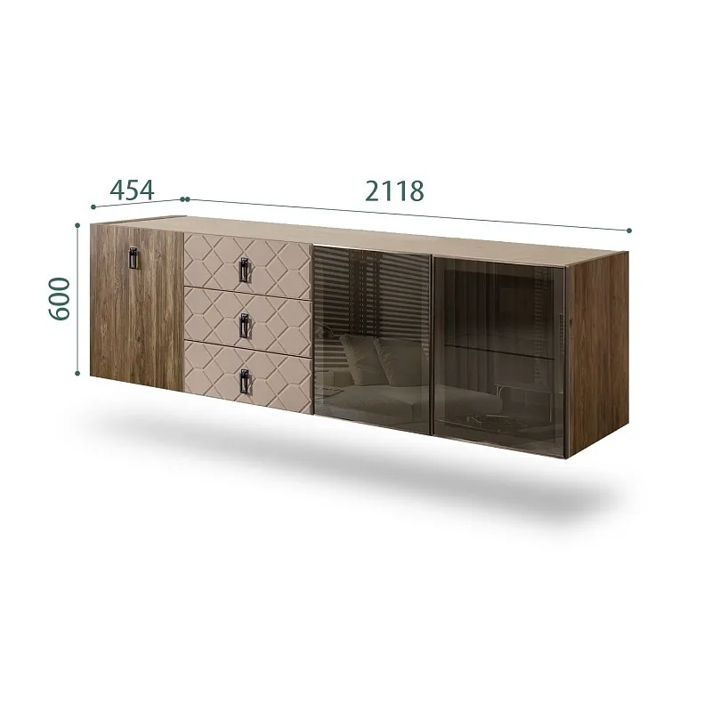 Комод 2.1м Bogemia Woodline Fly Wood Fa (Мокка) (Novabuk/Черный) БМКМ-5[5][10]