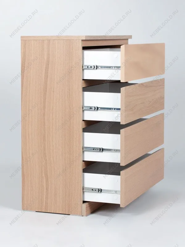 Комод Варма, 4 ящика, 80х100х40 см, шпон натурального дерева, дуб беленый | изображение 14