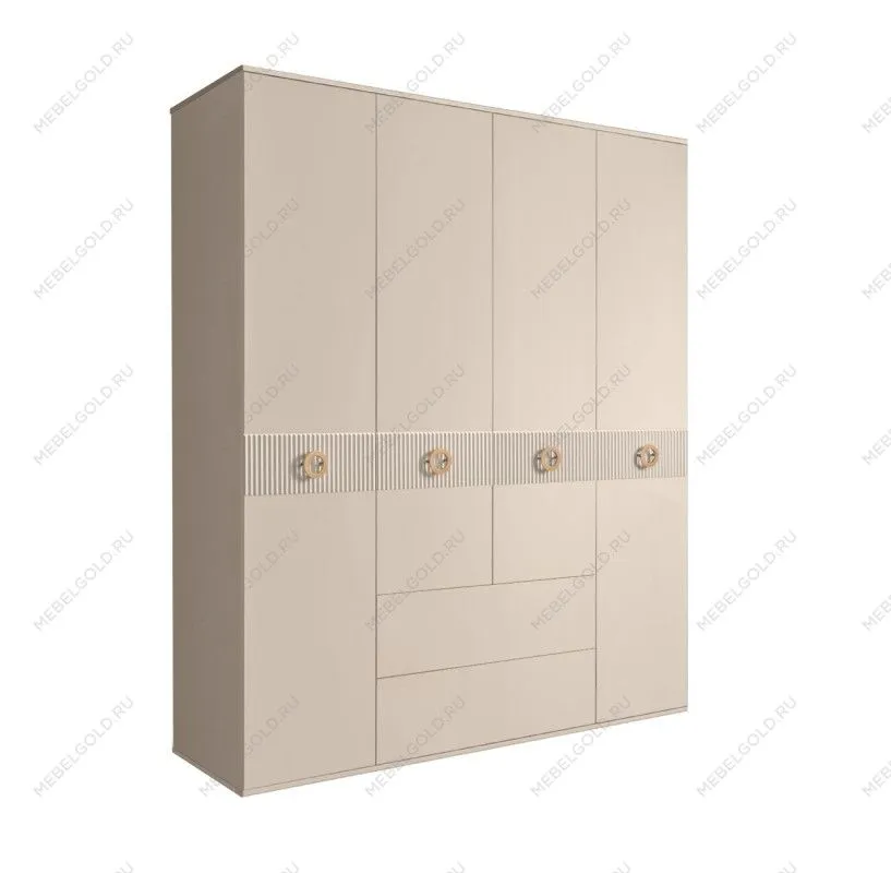 Шкаф 4-х дверный с ящиками, Bogemia Fillini (Ваниль/Золото) БМШ2/41(Fi)
