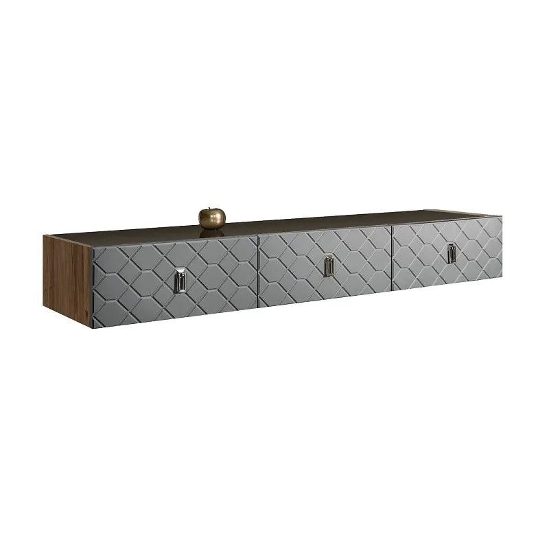 Тумба телевизионная 2.1м Bogemia Woodline Fly Fa (Серый) (Lakobel/Хром) БМТ-2