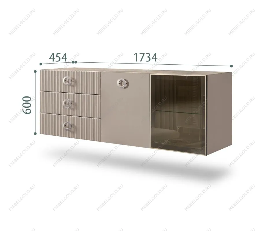 Комод 1.6м Bogemia Fly Fillini (Мокка) (Novabuk/Хром) БМКМ-4[5][10]