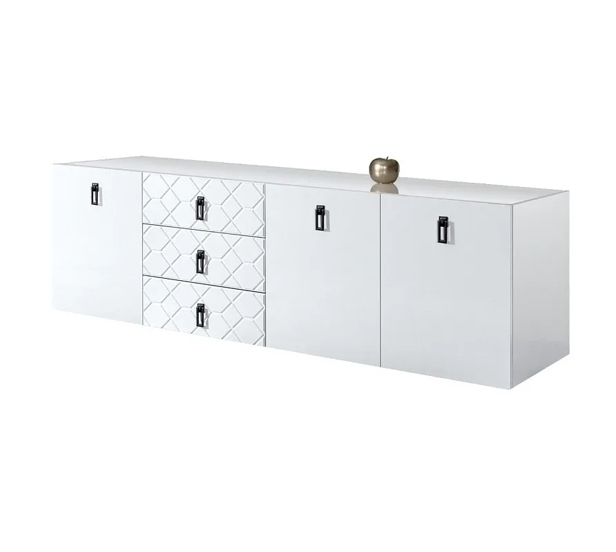 Комод 2.1м Bogemia Fly Farfalle (Белый) (Lakobel/Черный) БМКМ-5
