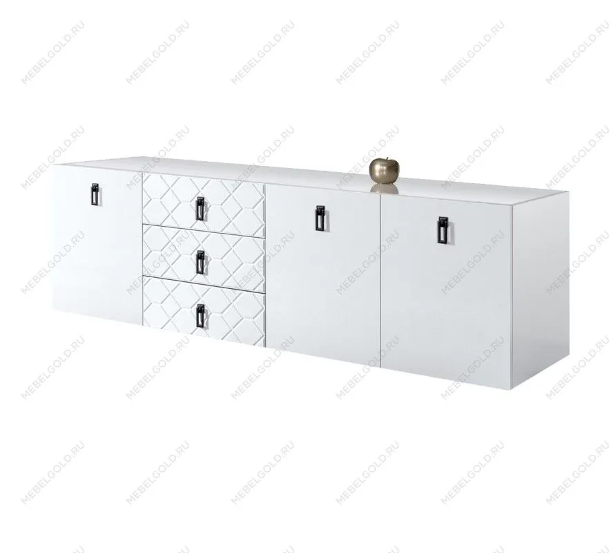 Комод 2.1м Bogemia Fly Farfalle (Белый) (Lakobel/Черный) БМКМ-5