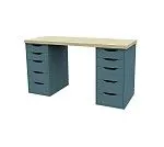 ИНГАР 2/55 стол письменный 140x75x55, дуб беленый/серо-бирюзовый | изображение 2