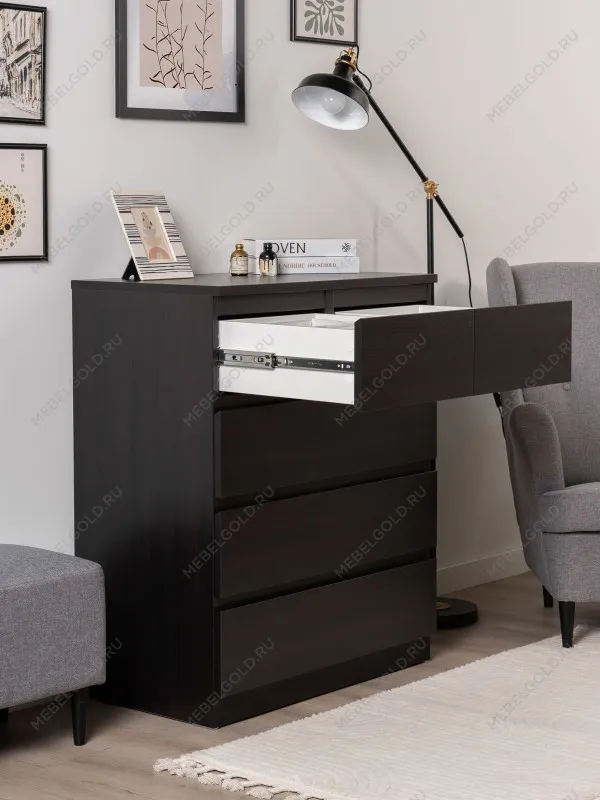 Комод Варма, 4 ящика, 80х100х40 см, шпон натурального дерева, ясень черный | изображение 1