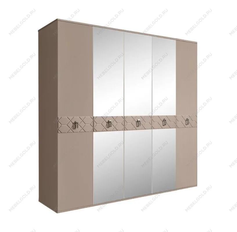Шкаф 5-ти дв. с зеркалами Bogemia Farfalle (Мокка/Хром) БМШ1/5(Fa)
