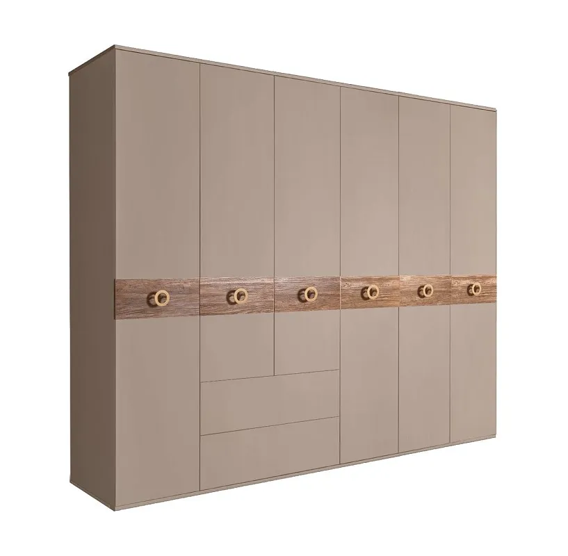 Шкаф 6-ти дверный с ящиками, Bogemia Wood Fi (Мокка/Золото) БМШ2/61(Wo)
