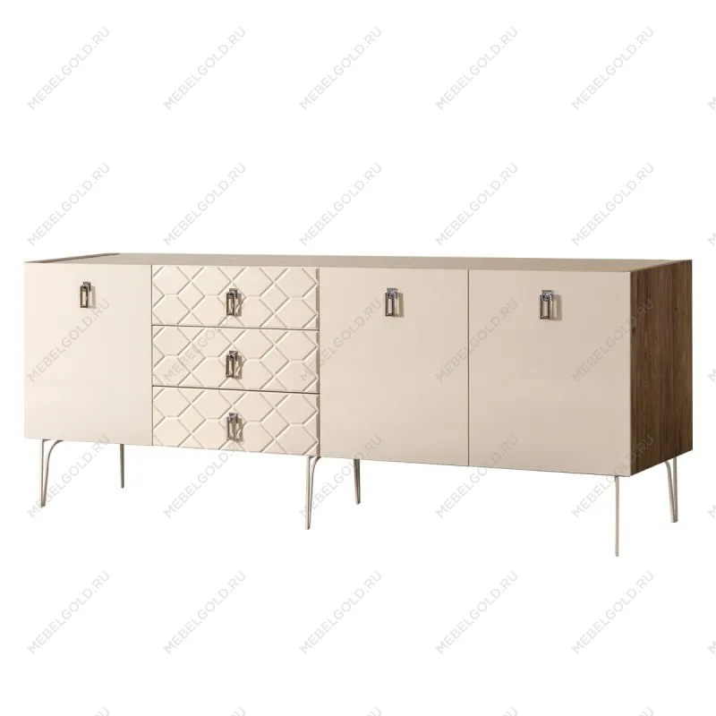 Комод 2.1м Bogemia Woodline Fa (Слоновая кость) (Novabuk/Хром) БМКМ-5