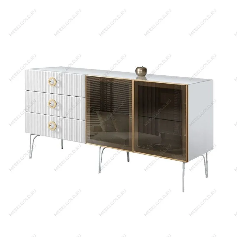 Комод 1.6м Bogemia Fillini (Белый) (Lakobel/Золото) БМКМ-4(Fi)[5]