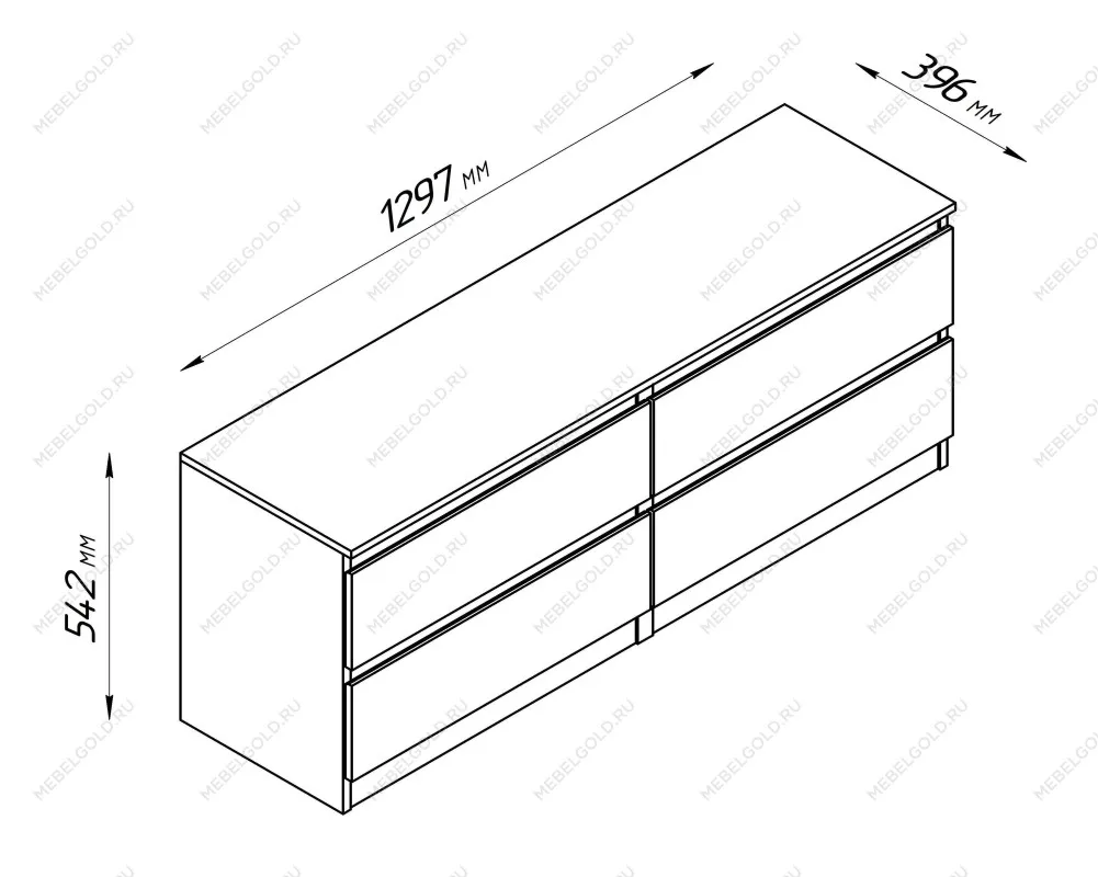 Тумба для ТВ Кастор, 4 ящика, 130х40х54 см, серая | изображение 11