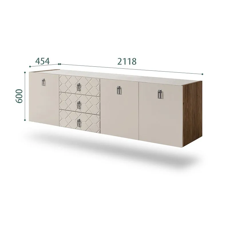 Комод 2.1м Bogemia Woodline Fly Fa (Шелк) (Novabuk/Хром) БМКМ-5