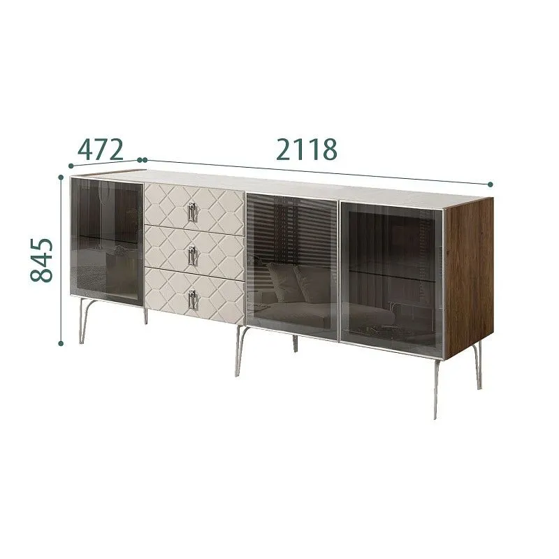 Комод 2.1м Bogemia Woodline Fa (Шелк) (Novabuk/Хром) БМКМ-5[5]
