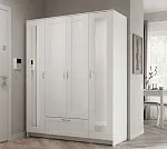 БРИМНЭС / СИРИУС Шкаф ИКЕА / IKEA комбинированный 4 двери и 1 ящик белый (с 2 зеркалами) | изображение 4