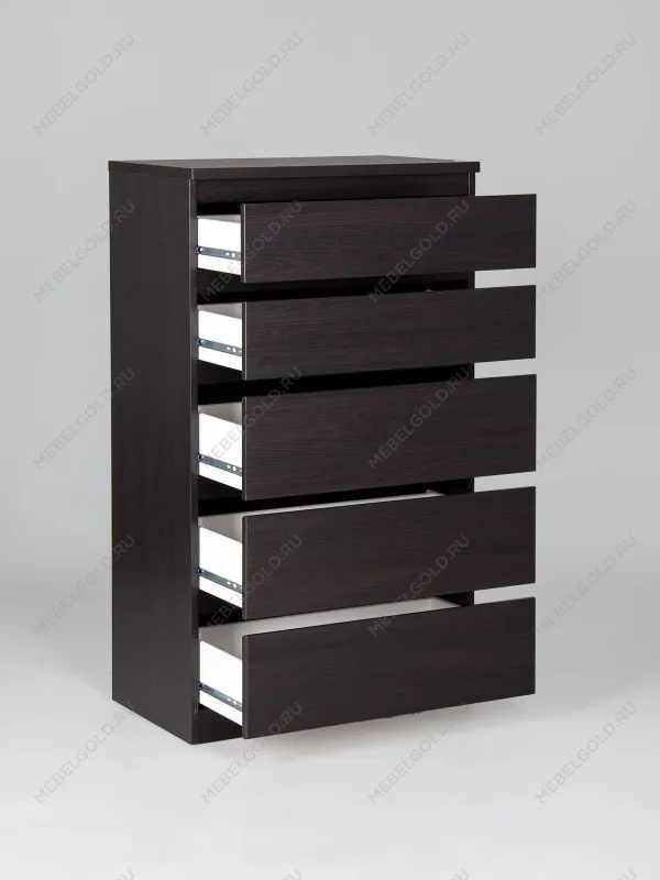 Комод Кастор, 5 ящиков, 65х40х112 см, черно-коричневый, дуб венге | изображение 9