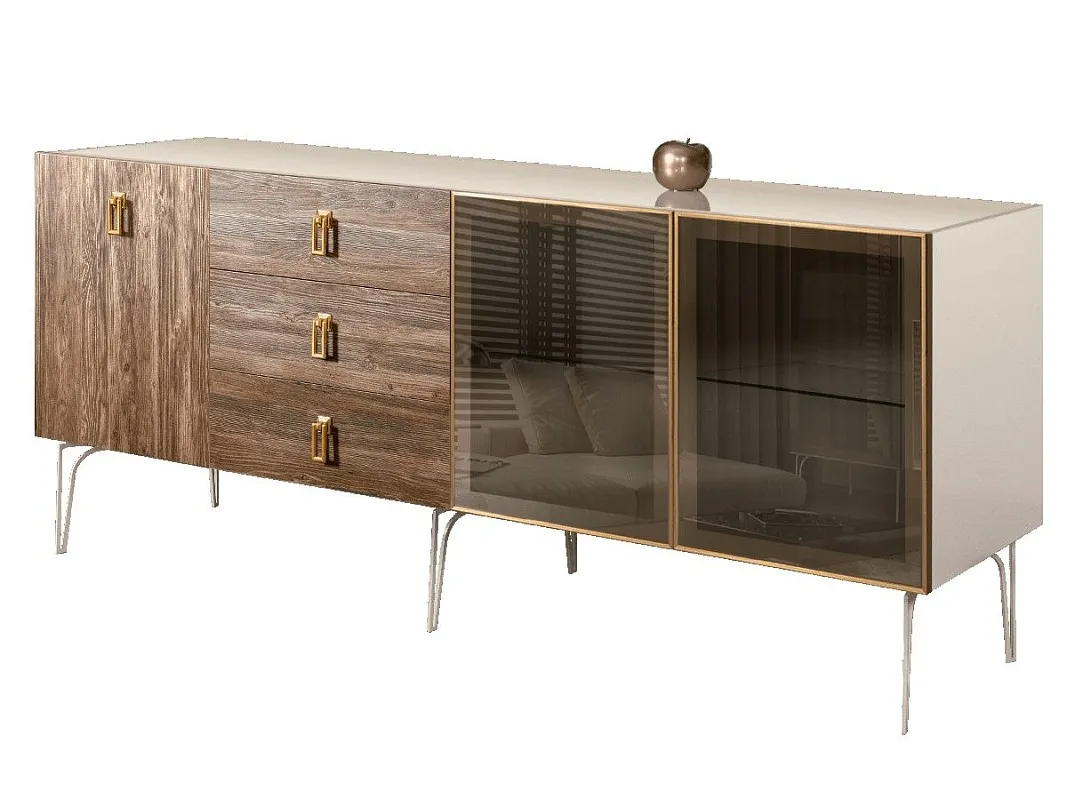 Комод 2.1м Bogemia Wood Fa (Слоновая кость) (Lakobel/Золото) БМКМ-5(Wo)[5][10]