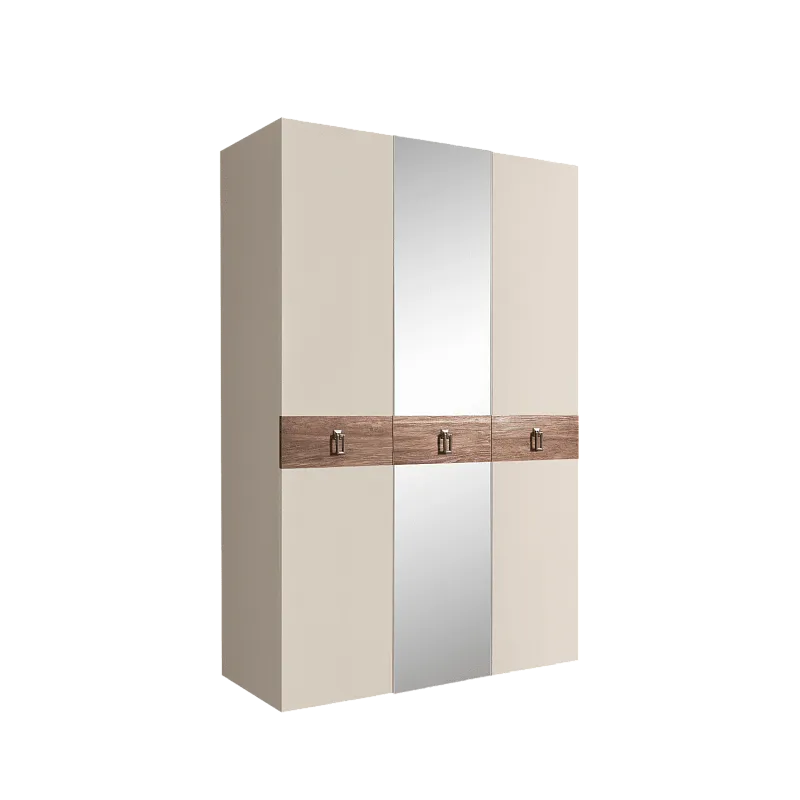 Шкаф 3-х дверный с зеркалом Bogemia Wood Fa (Слоновая кость/Хром) БМШ1/3(Wo)