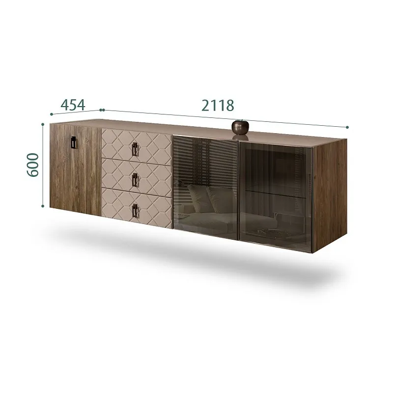 Комод 2.1м Bogemia Woodline Fly Wood Fa (Мокка) (Lakobel/Черный) БМКМ-5[5][10]