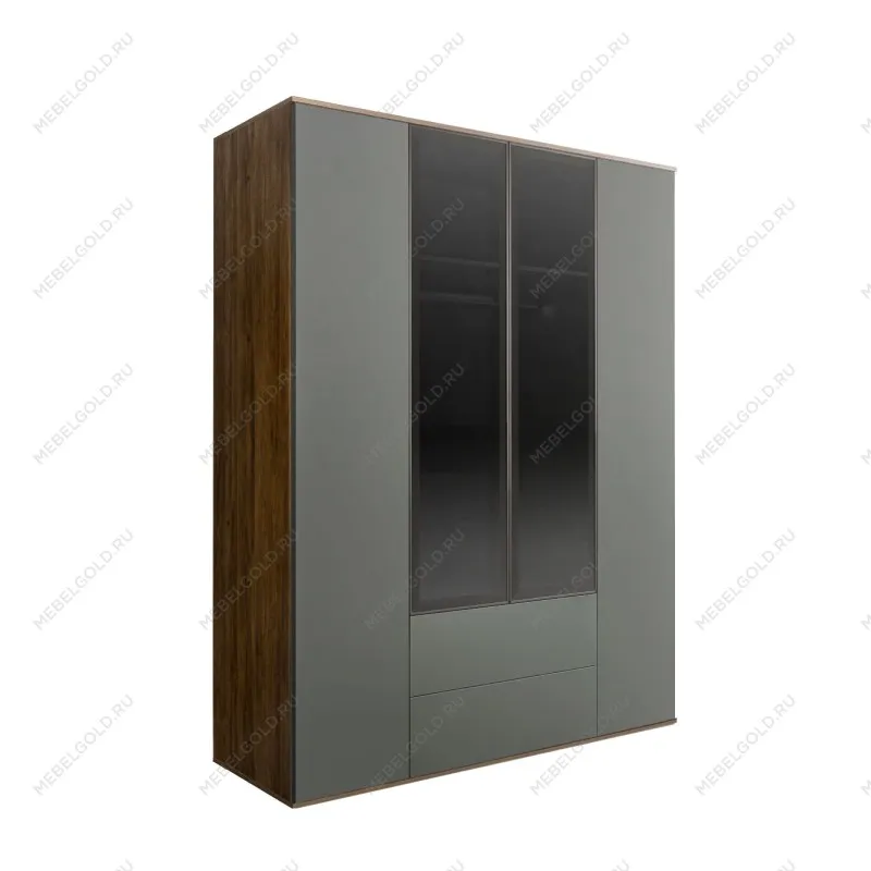 Шкаф 4-х дв. с ящиками Bogemia Woodline Air (Серый/Черный) БМШ2/42(2)