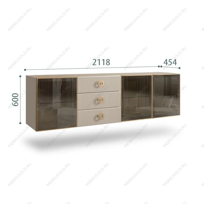 Комод 2.1м Bogemia Fly Fi (Ваниль) (Novabuk/Золото) БМКМ-5[5]