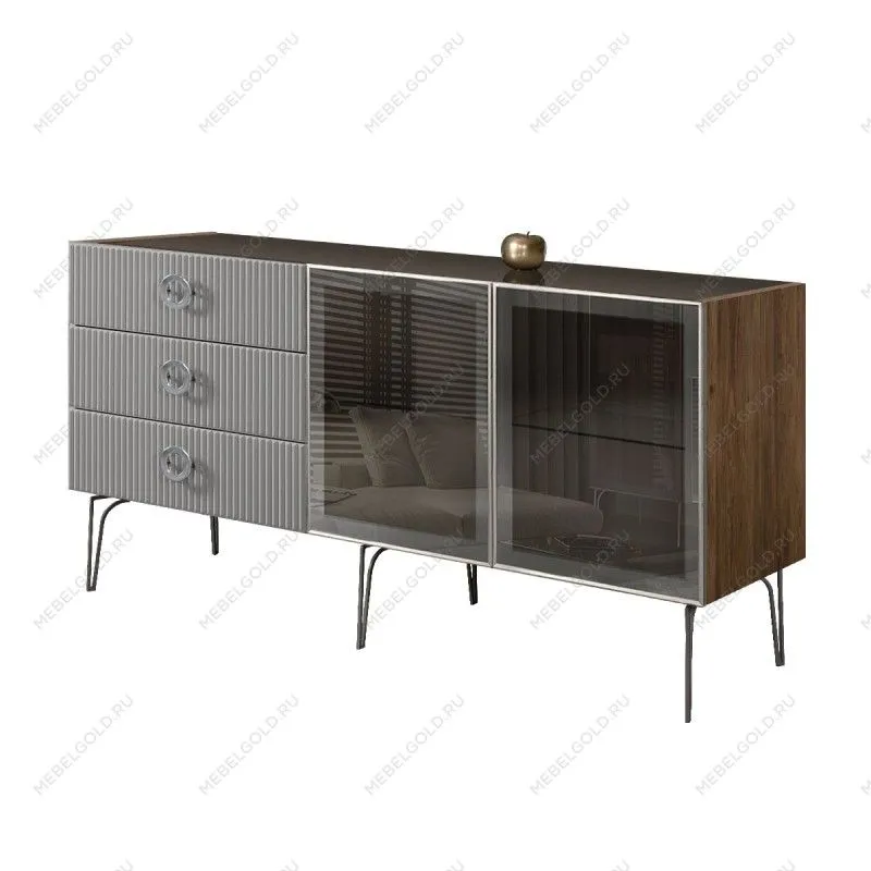 Комод 1.6м Bogemia Woodline Fi (Серый) (Lakobel/Хром) БМКМ-4[5]