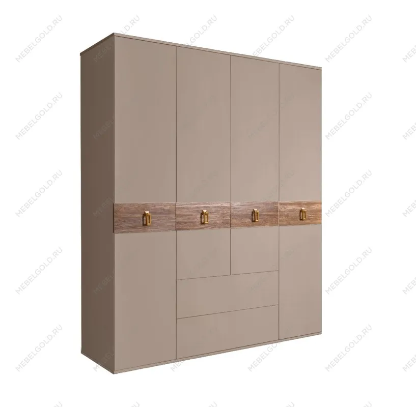 Шкаф 4-х дверный с ящиками, Bogemia Wood Fa (Мокка/Золото) БМШ2/41(Wo)