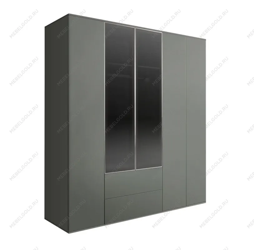 Шкаф 5-ти дв. с ящиками Bogemia Air (Серый/Серебро) БМШ2/52(2)