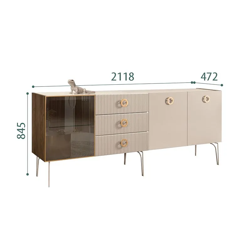 Комод 2.1м Bogemia Woodline Fi (Ваниль) (Lakobel/Золото) БМКМ-5[4]