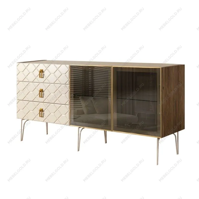 Комод 1.6м Bogemia Woodline Fa (Слоновая кость) (Novabuk/Золото) БМКМ-4[5]