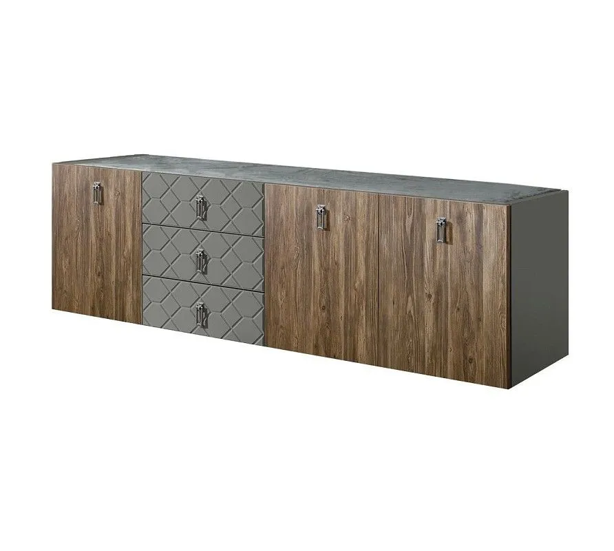 Комод 2.1м Bogemia Fly Wood Fa (Серый) (Novabuk/Хром) БМКМ-5