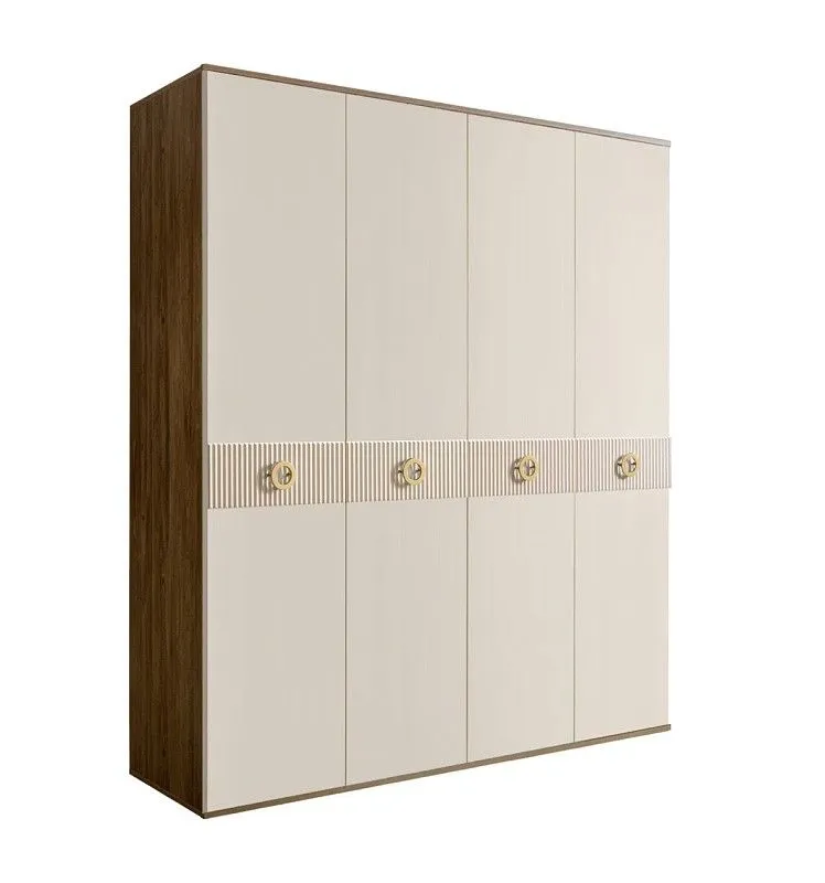 Шкаф 4-х дверный Bogemia Woodline Fi (Слоновая кость/Золото) БМШ2/4