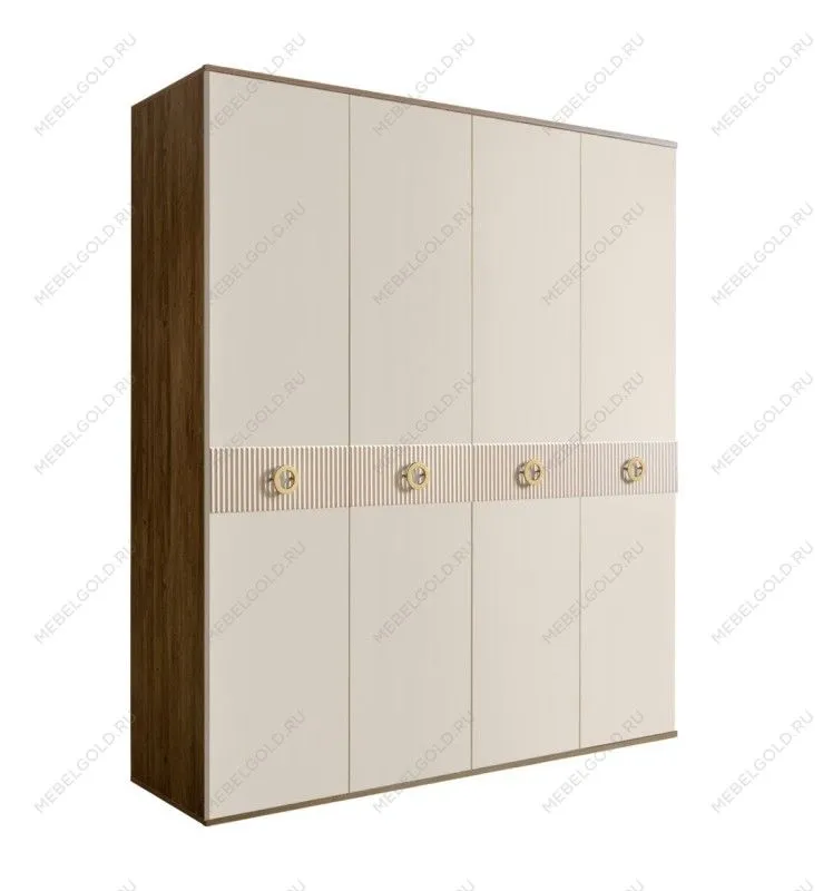 Шкаф 4-х дверный Bogemia Woodline Fi (Слоновая кость/Золото) БМШ2/4