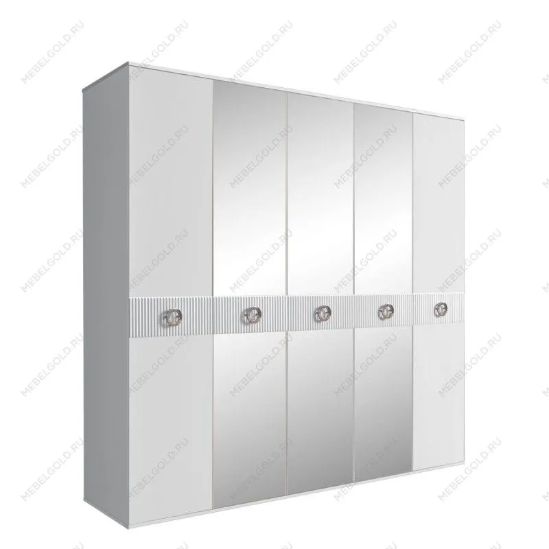 Шкаф 5-ти дв. с зеркалами Bogemia Fillini (Белый/Хром) БМШ1/5(Fi)