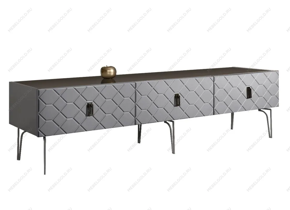 Тумба под телевизор 2.1м Bogemia Farfalle (Серый) (Lakobel/Черный) БМТ-2(Fa)