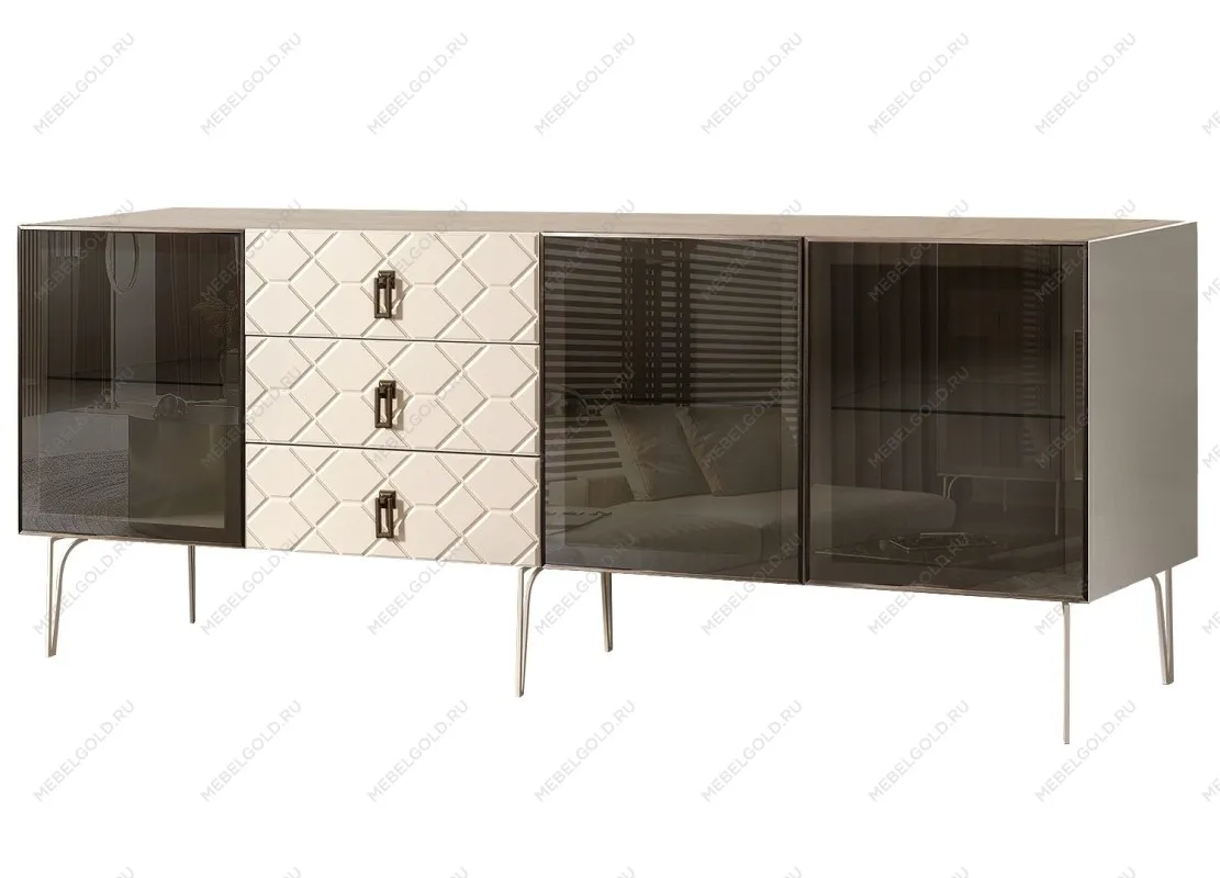 Комод 2.1м Bogemia Farfalle (Слоновая кость) (Novabuk/Черный) БМКМ-5(Fa)[5]