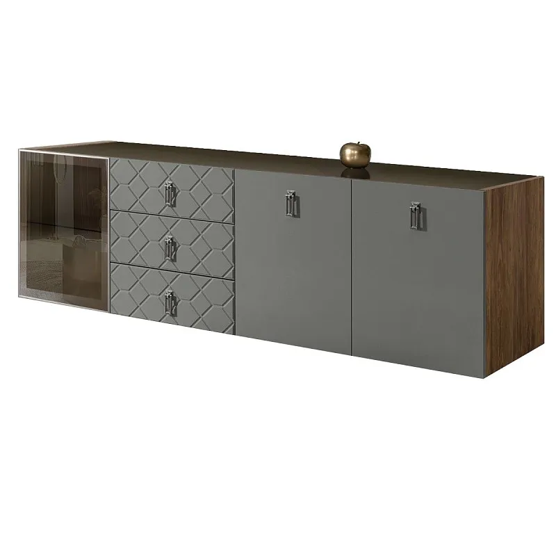 Комод 2.1м Bogemia Woodline Fly Fa (Серый) (Lakobel/Хром) БМКМ-5[4]